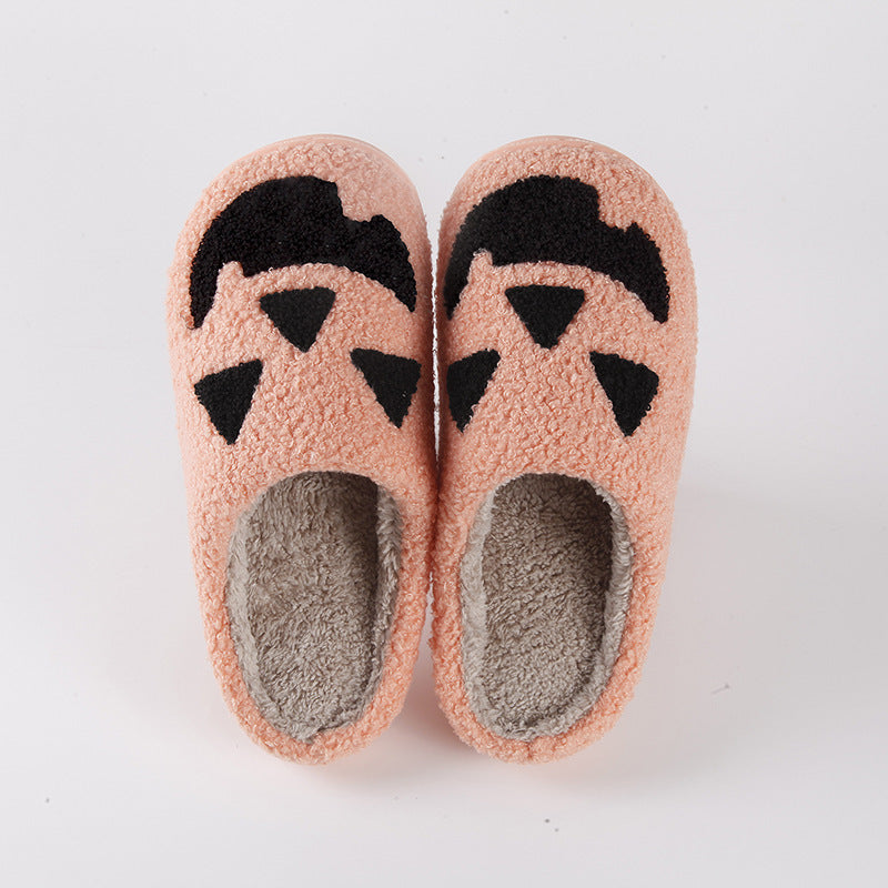 Halloween Pumpkin Cartoon Thermal Winter Cotton Slippers