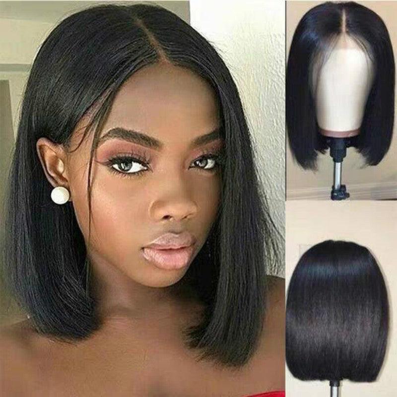 Short Bob Wig for Women – 100% Remy Brazilian Human Hair, Black