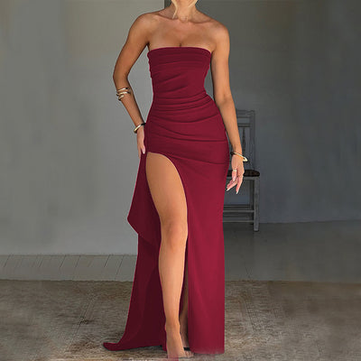 Women's Strapless Split Long Summer Dress - Fashion Forte™