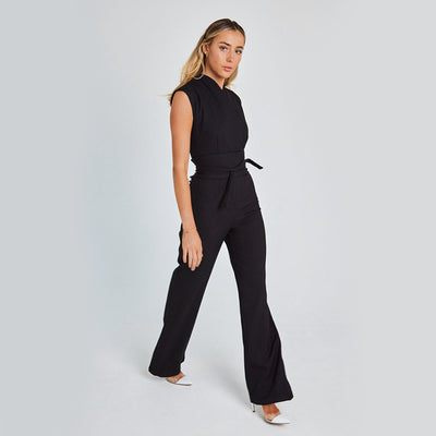 Summer V-neck Casual Wide Long Sleeveless Jumpsuit For Women's