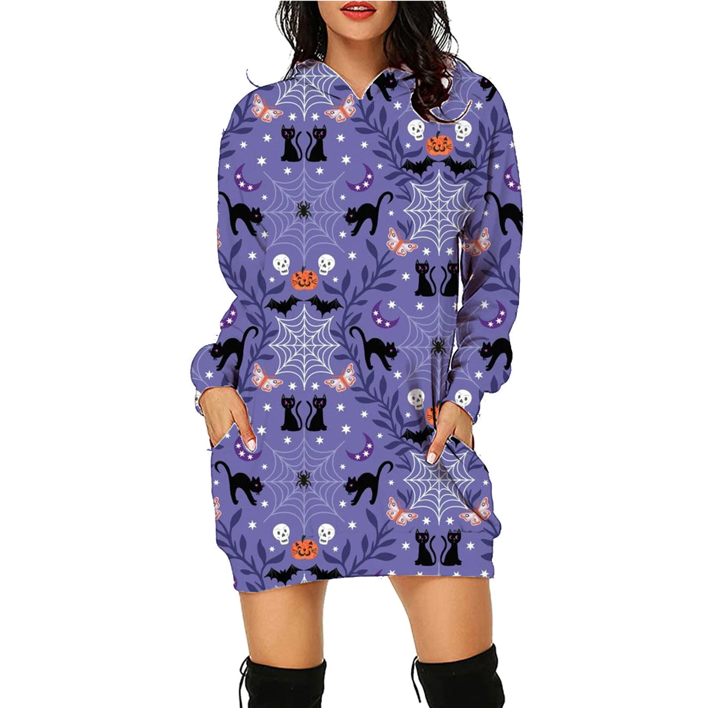 Halloween Print Long Hoodie For Women