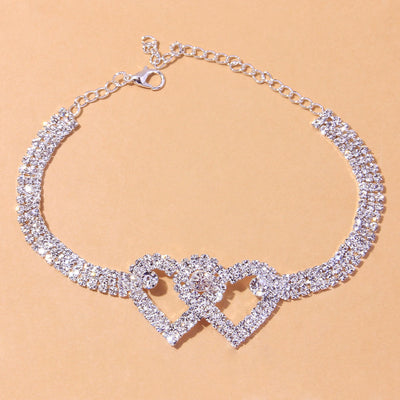 Heart-shaped Rhinestone Anklet