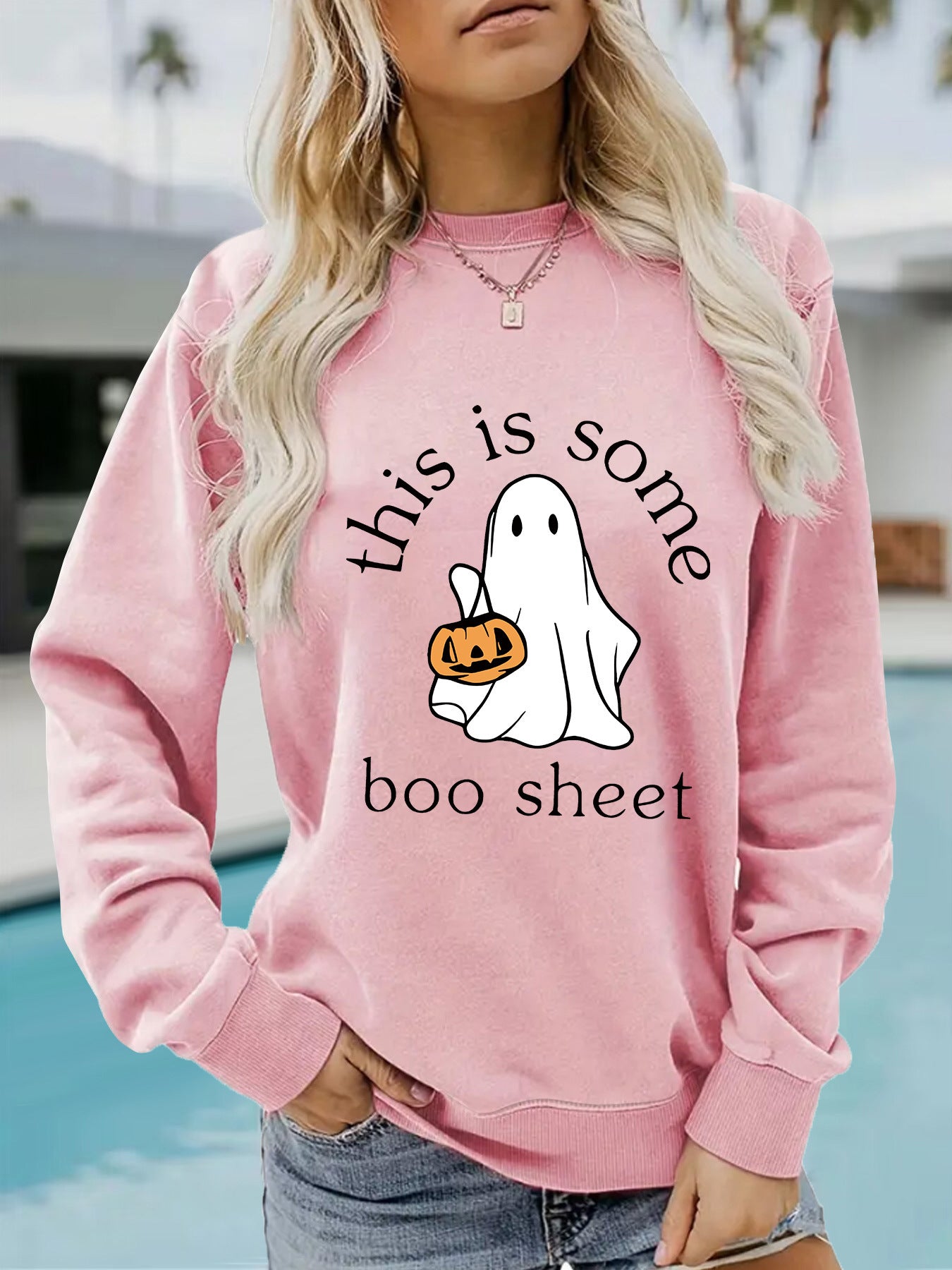 Halloween Printed Pullover Sweatshirt