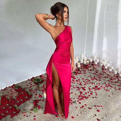 Sexy One-shoulder Backless Slit Summer Dress