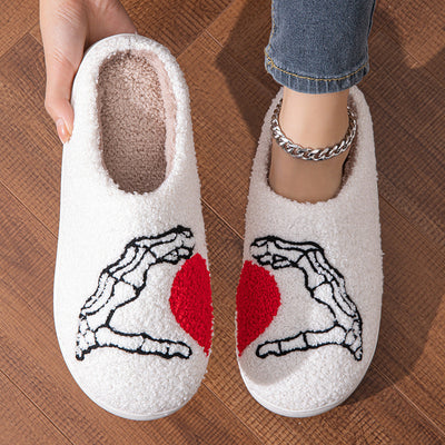 Funny Halloween Love Skull-hand Soft Slippers