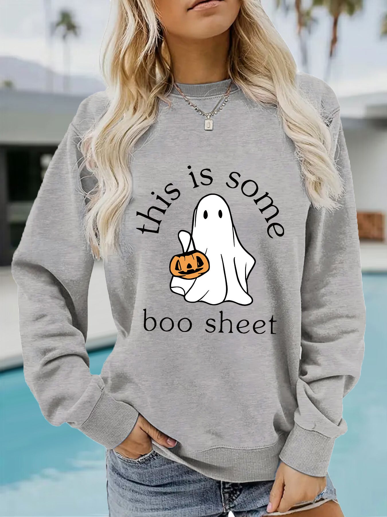 Halloween Printed Pullover Sweatshirt