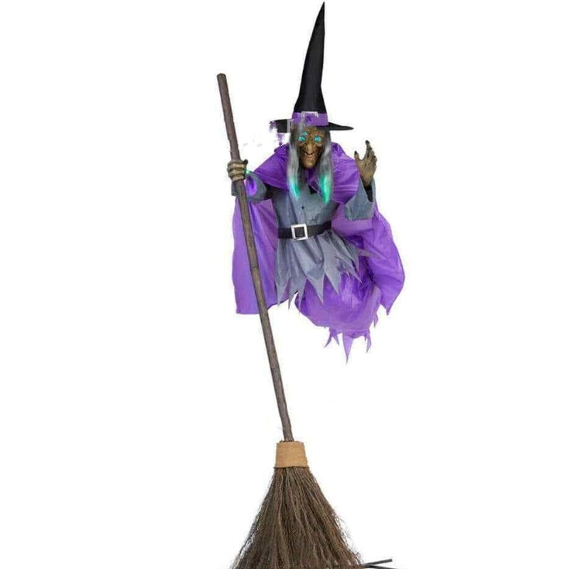 Halloween Flying Witch Outdoor Decoration With Scary Sound