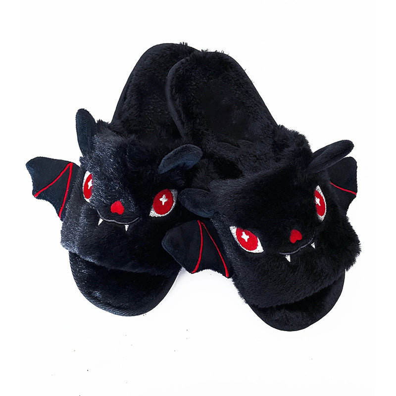 Women's Large Size Halloween Plush Bat Slippers