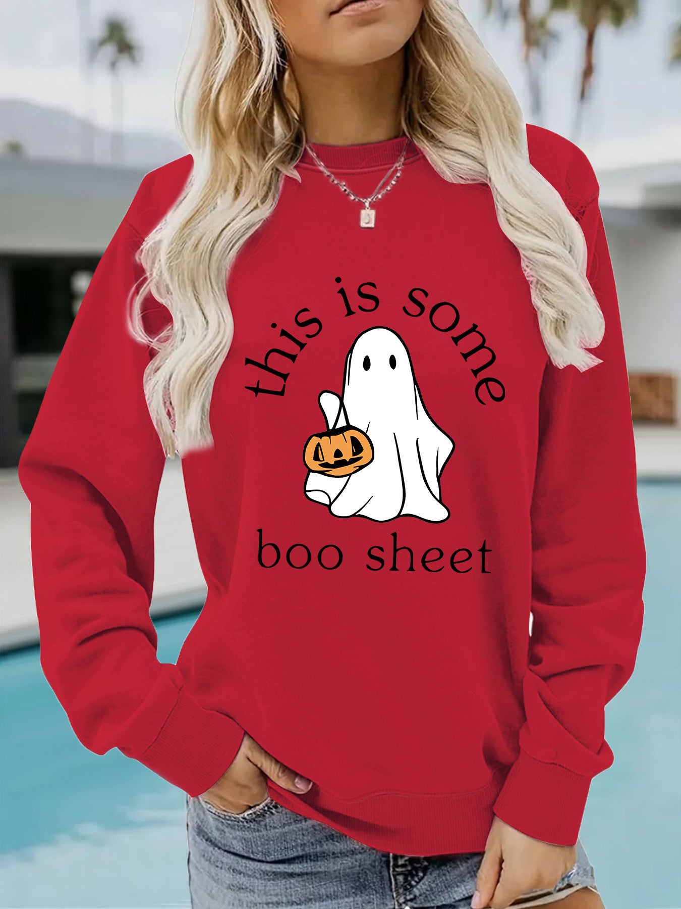 Halloween Printed Pullover Sweatshirt