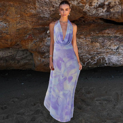 Fashion Forte Tie Dye Printing Deep V-neck Summer Suit