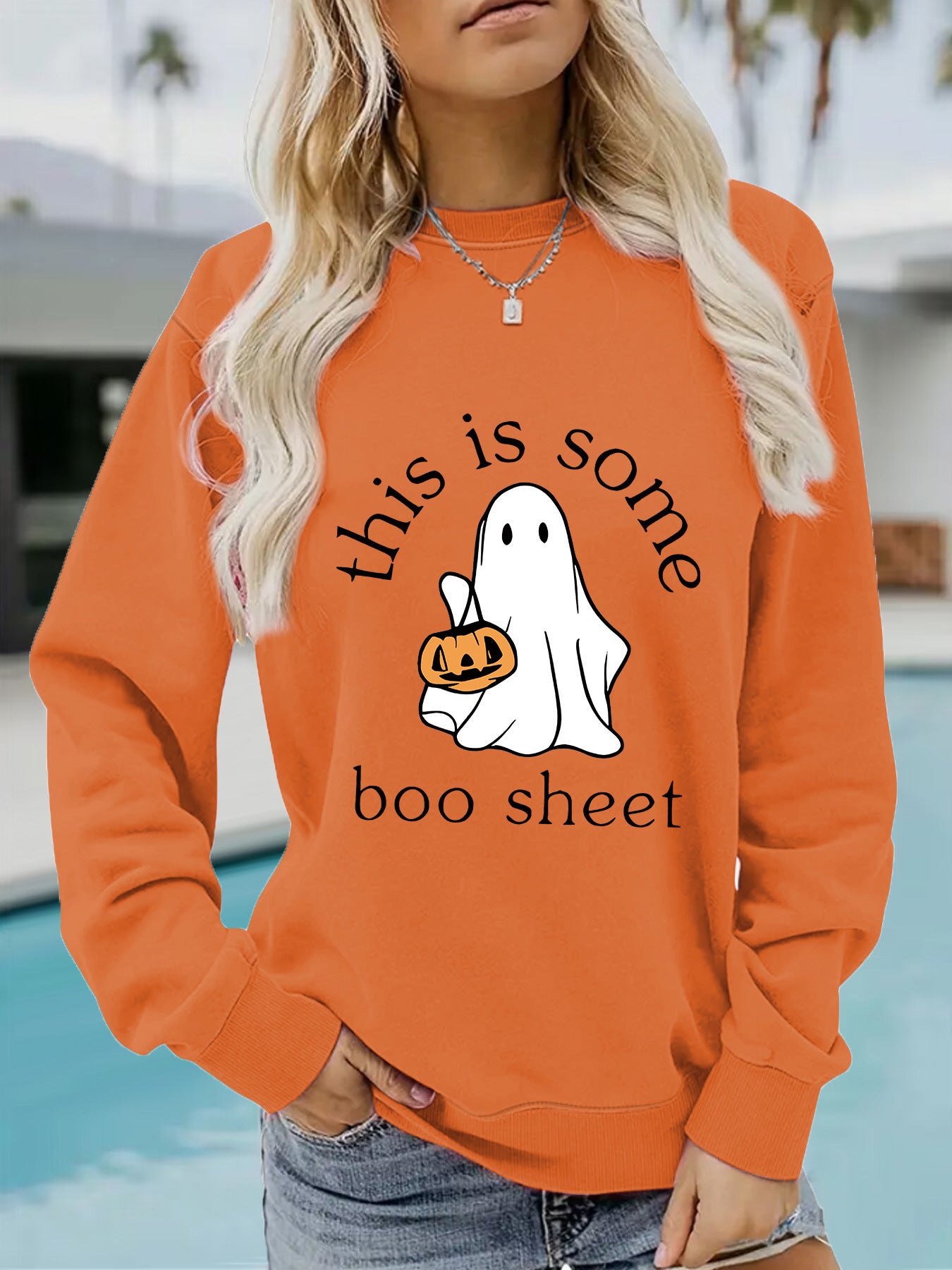 Halloween Printed Pullover Sweatshirt