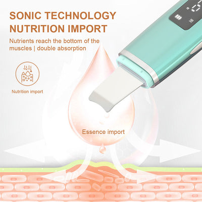 Ultrasonic Vibration Blackhead Remover Deep Cleansing Face Scrubber Pore Cleaner Lifting Machine Facial Led Peeling Shovel