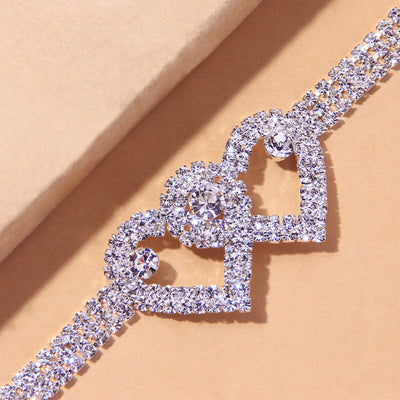 Heart-shaped Rhinestone Anklet