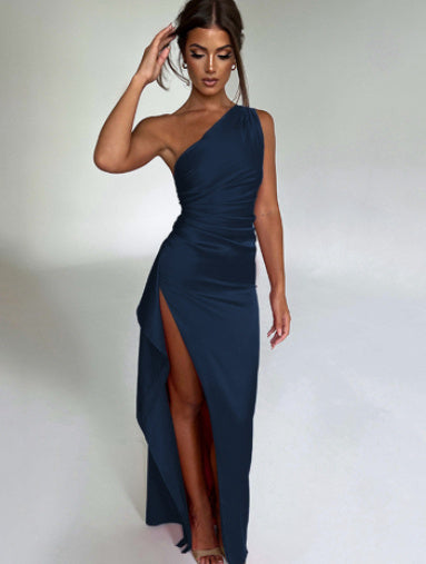 Sexy One-shoulder Backless Slit Summer Dress