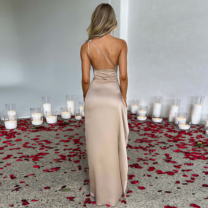 Sexy One-shoulder Backless Slit Summer Dress