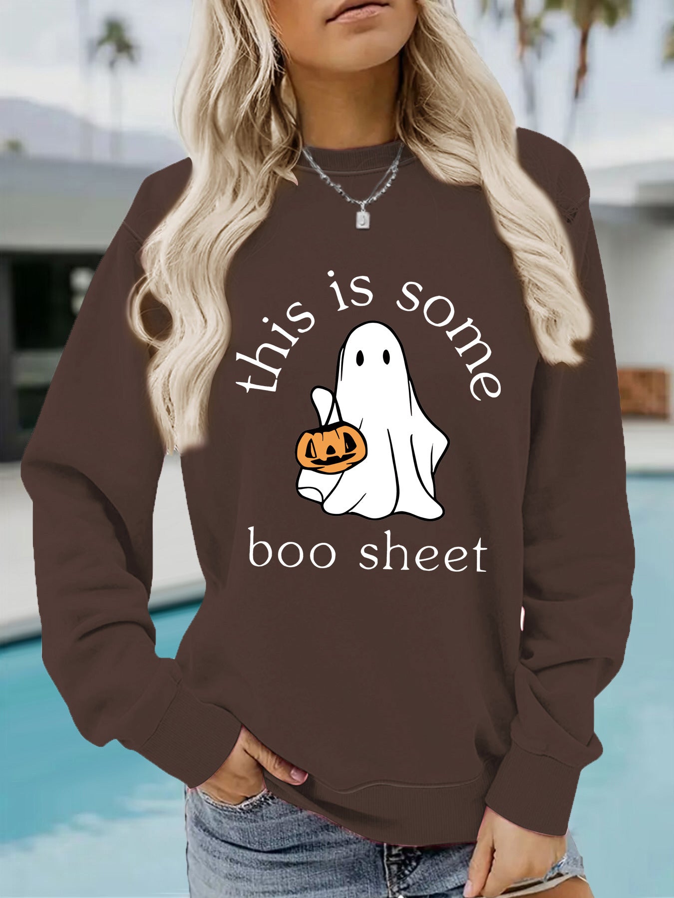 Halloween Printed Pullover Sweatshirt