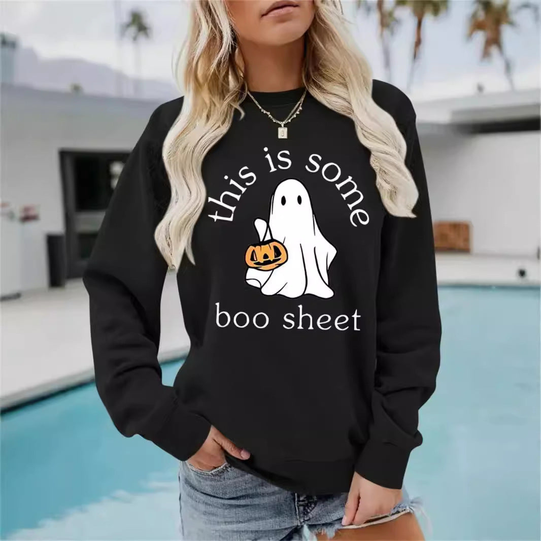 Halloween Printed Pullover Sweatshirt