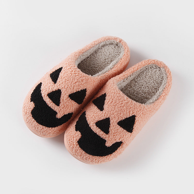 Halloween Pumpkin Cartoon Thermal Winter Cotton Slippers