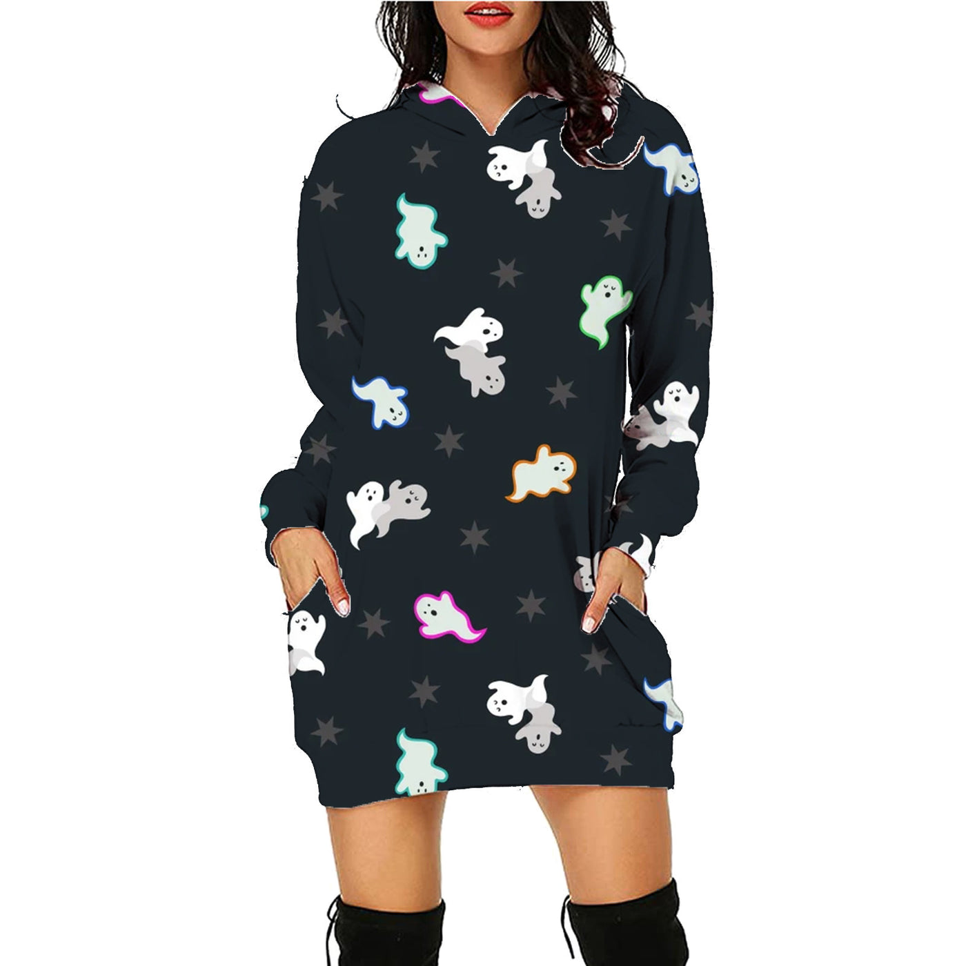 Halloween Print Long Hoodie For Women