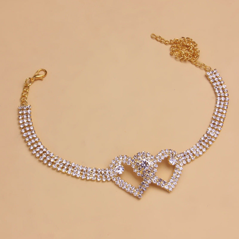 Heart-shaped Rhinestone Anklet