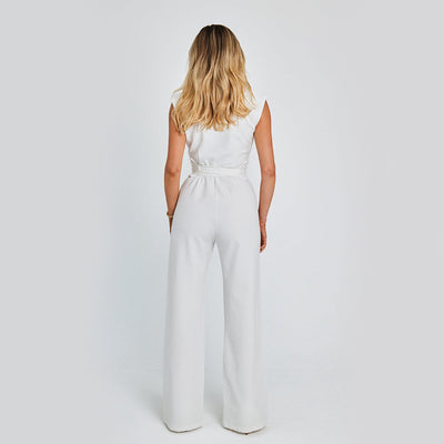 Summer V-neck Casual Wide Long Sleeveless Jumpsuit For Women's