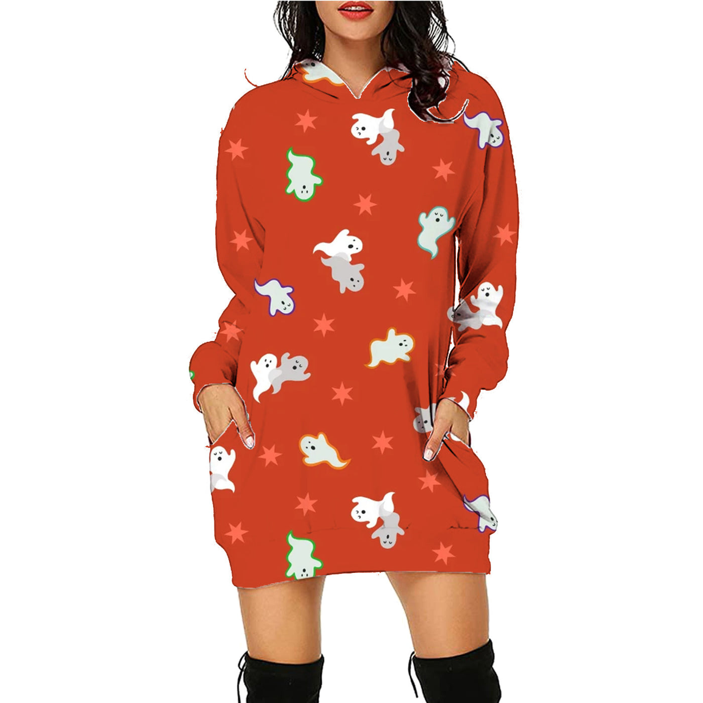 Halloween Print Long Hoodie For Women